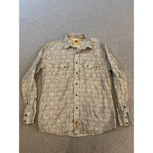 Larry Mahan Western Shirt Men's Large White Black Paisley Cowboy Snap Front